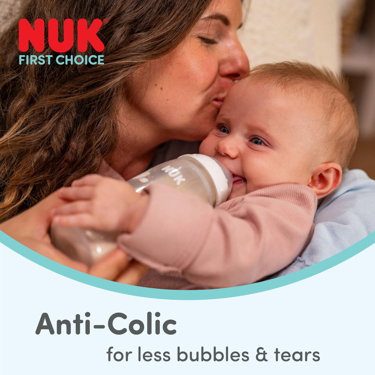 NUK First Choice+ Baby Bottles Set | 0-6 Months | Temperature Control | Anti Colic Vent | 300 ml | BPA-Free | Silicone Teat | 3 Count | Safari