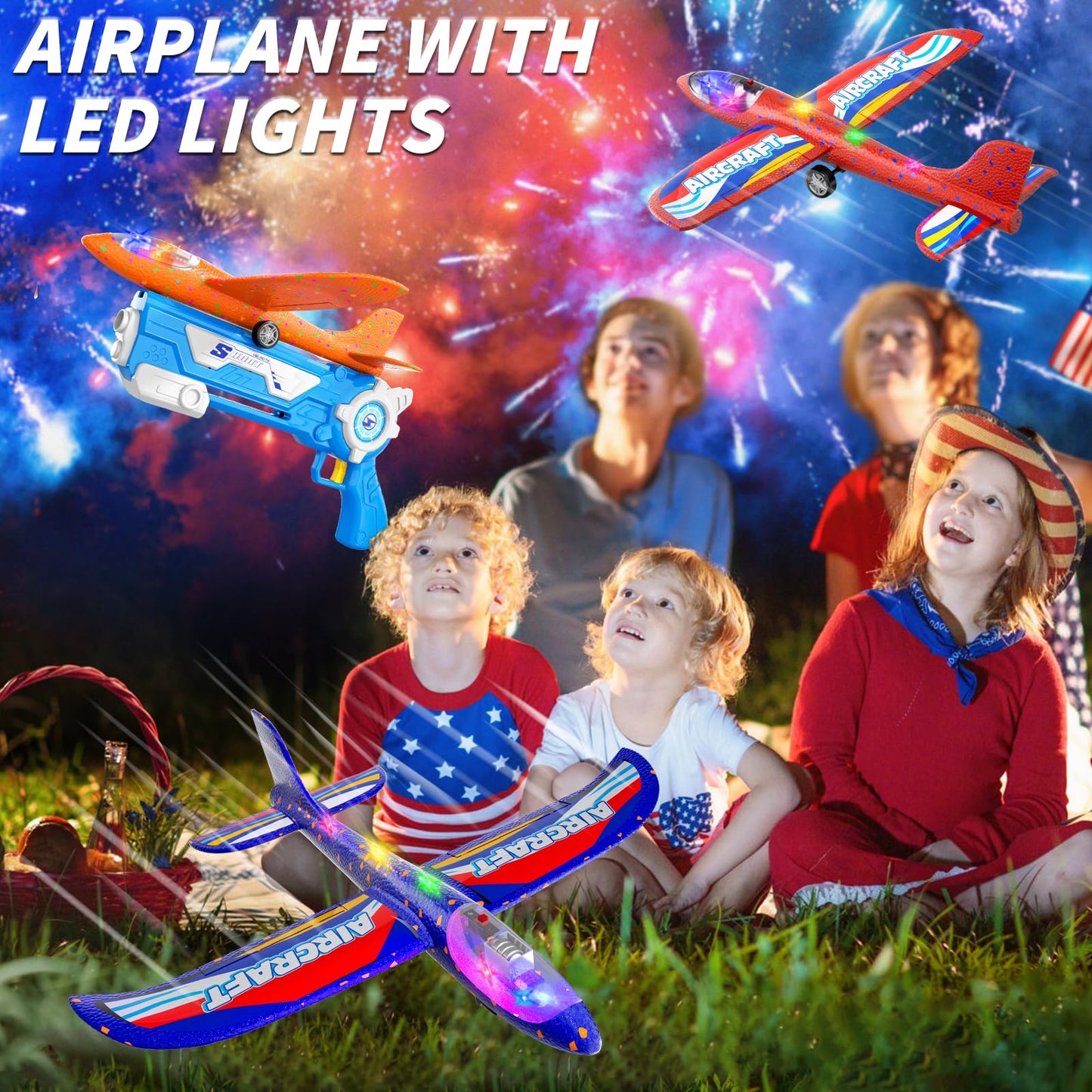 Doloowee Boys Toys for 3 4 5 6 7 8 Years Old, 1 Launcher with 3 Foam Glider Planes, Outdoor Garden Toys Birthday Present Gift for Kids 3 4 5 6 7 8 Year Old
