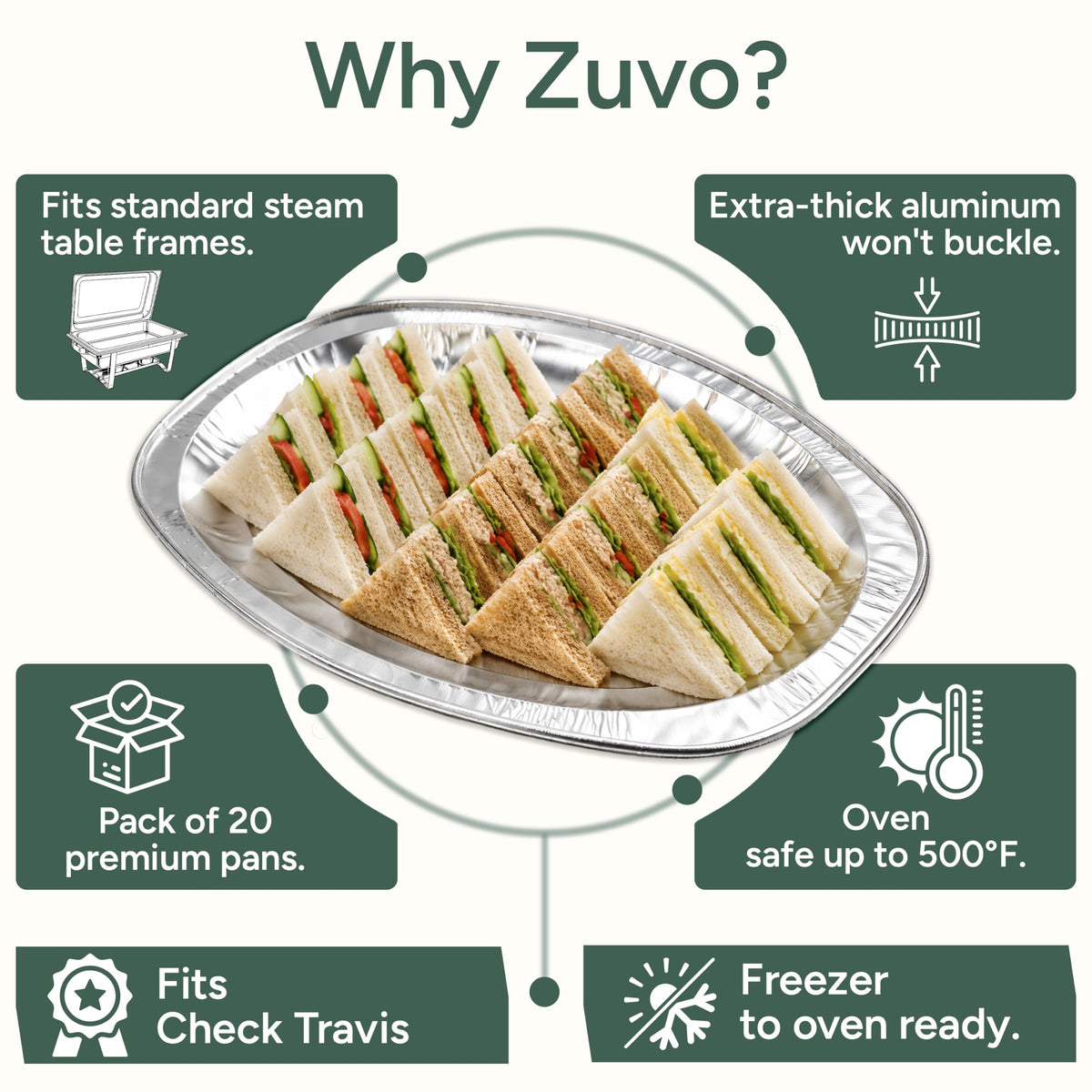 Zuvo Foil Serving Platters 10 Pack, Large Aluminium Trays for Party Food