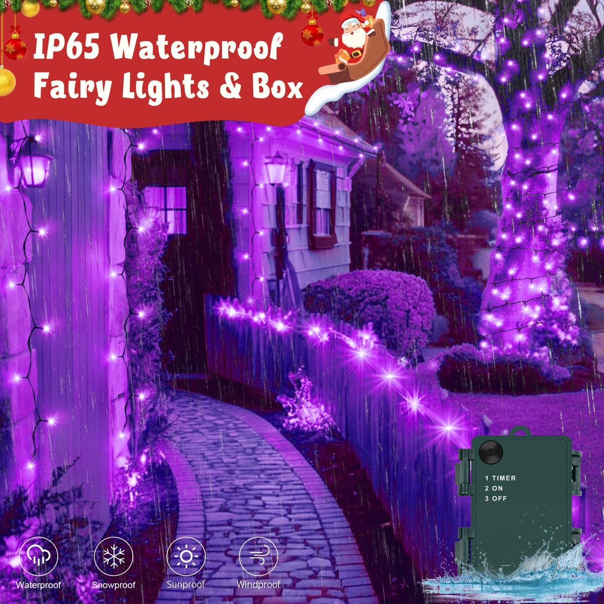 Gcstnn Battery Fairy Lights, 3M/9.8Ft 30LED Battery Powered Fairy Lights Indoor Outdoor with 6h Timer Waterproof String Lights On Green Cable,for Bedroom Christmas Tree Decorations,Garden-Cool White