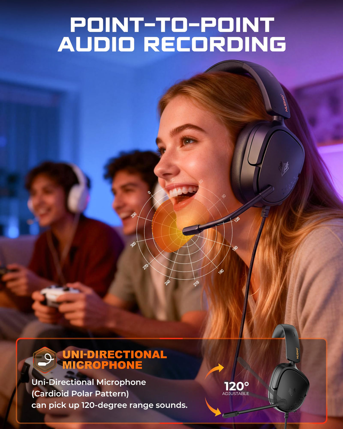 NUBWO HG04L Gaming Headset for PS5/PS4, Xbox Series X|S/Xbox One, Switch – 250g Lightweight, Clear Unidirectional Mic, Soft Memory Earmuffs, 3.5mm Jack for Gaming & Work