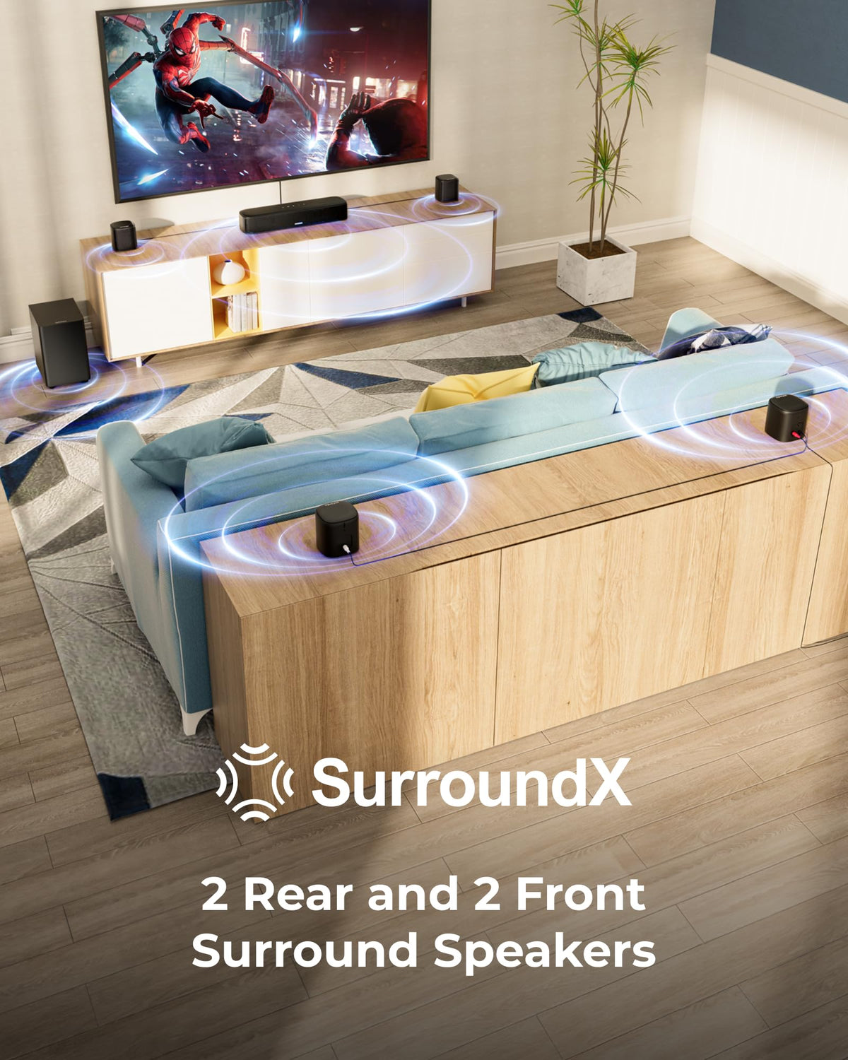 ULTIMEA 9.1ch Surround Sound System with Dolby Atmos, 2 Rear Speaker, 6.5" Wireless Subwoofer, RGB Light, App, Detachable Surround Sound System for Home Theater, Peak Power 470W, HDMI eARC, Apollo S90