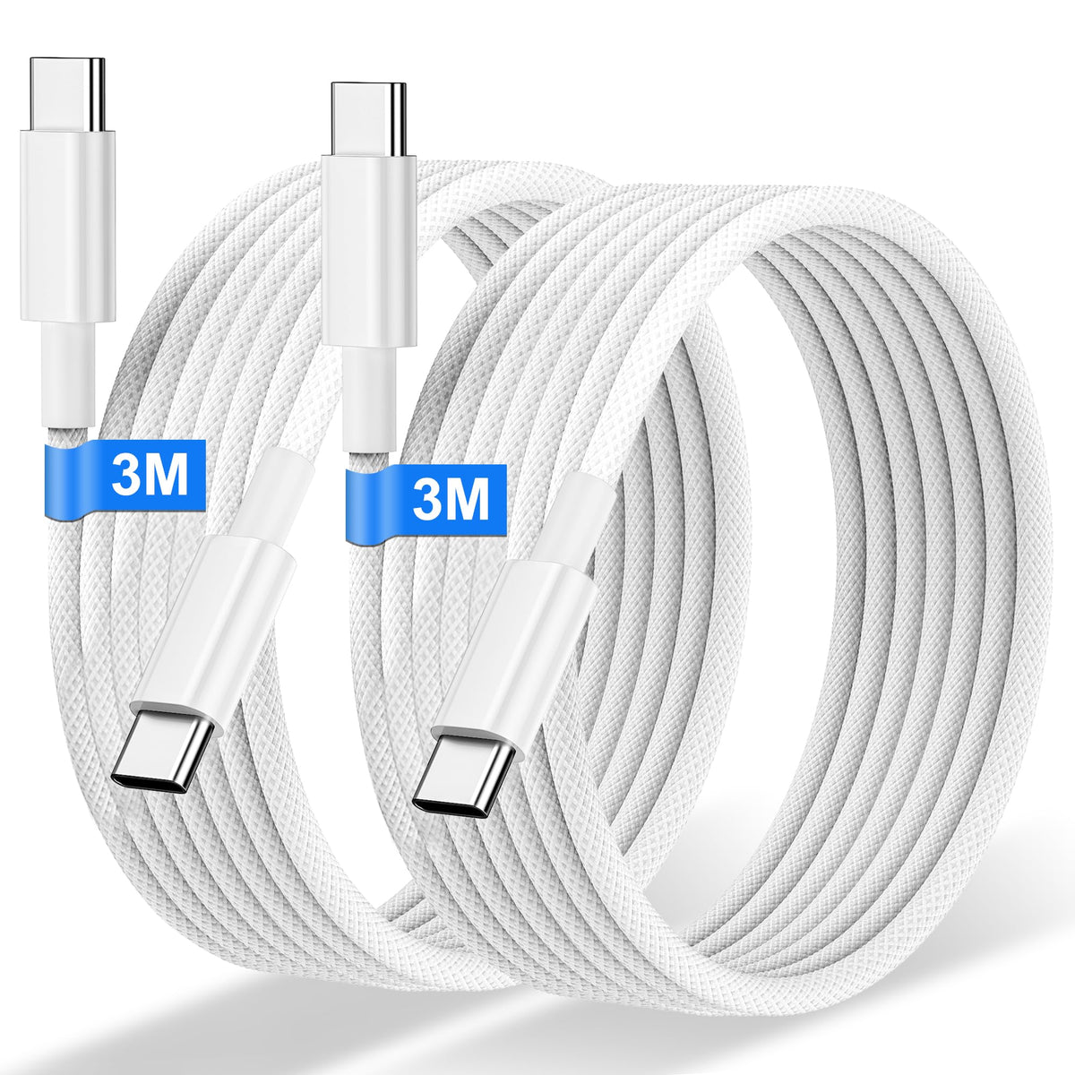 USB C to USB C Charger Cable 2M 2Pack, 60W Nylon Braided USB C to C Cable Original Fast Charge Type C Data Cable for iPhone 18 Pro Max/Duo/Fold/17e/17Air/16/Plus, Samsung Galaxy S26 S25, MacBook Air