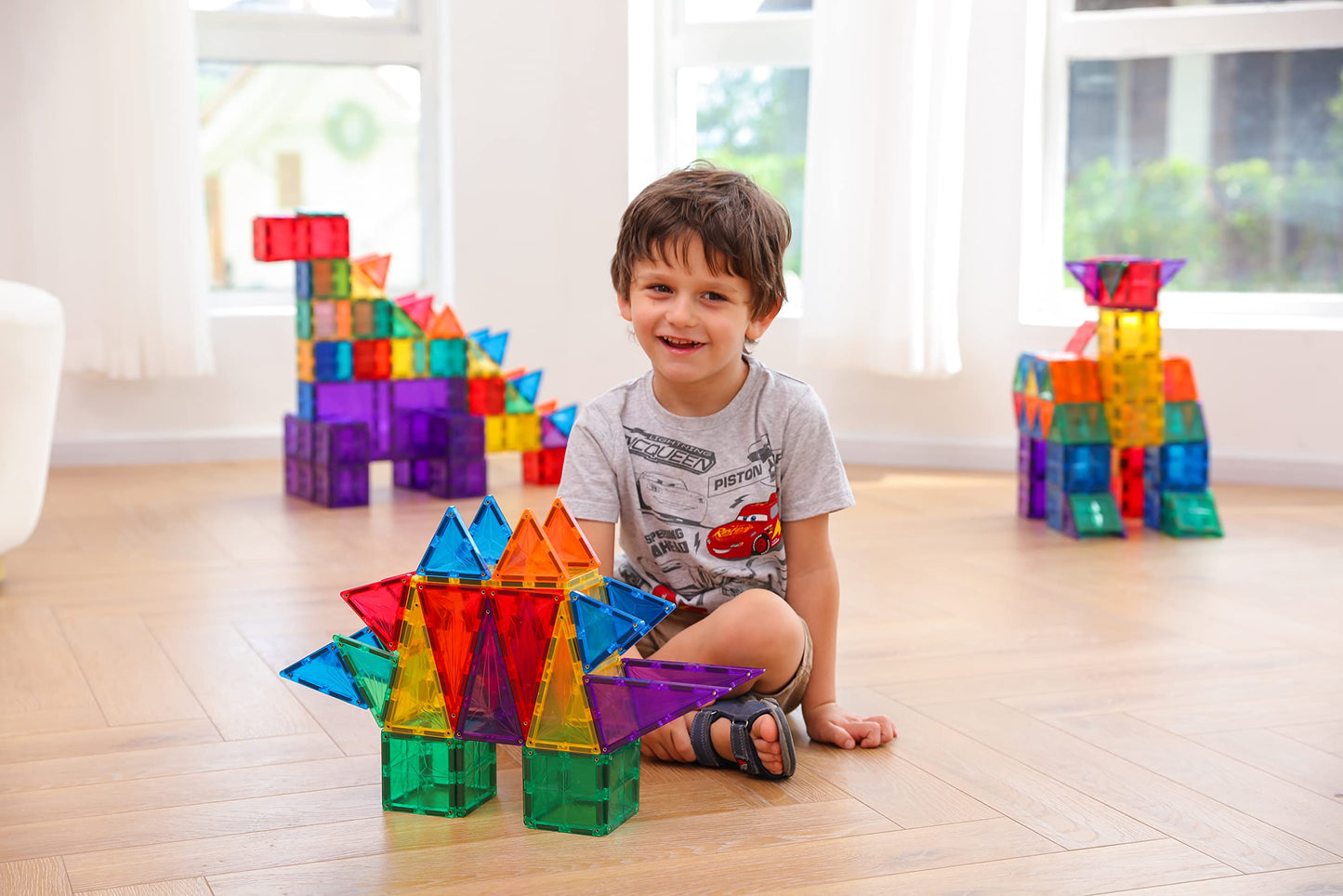 MEGAGONTILES 110PCS Premium Magnetic Tiles Set | STEM-Authenticated Magnetic Building Blocks | Educational Construction Toy for Kids Ages 3–8 (Boys & Girls)