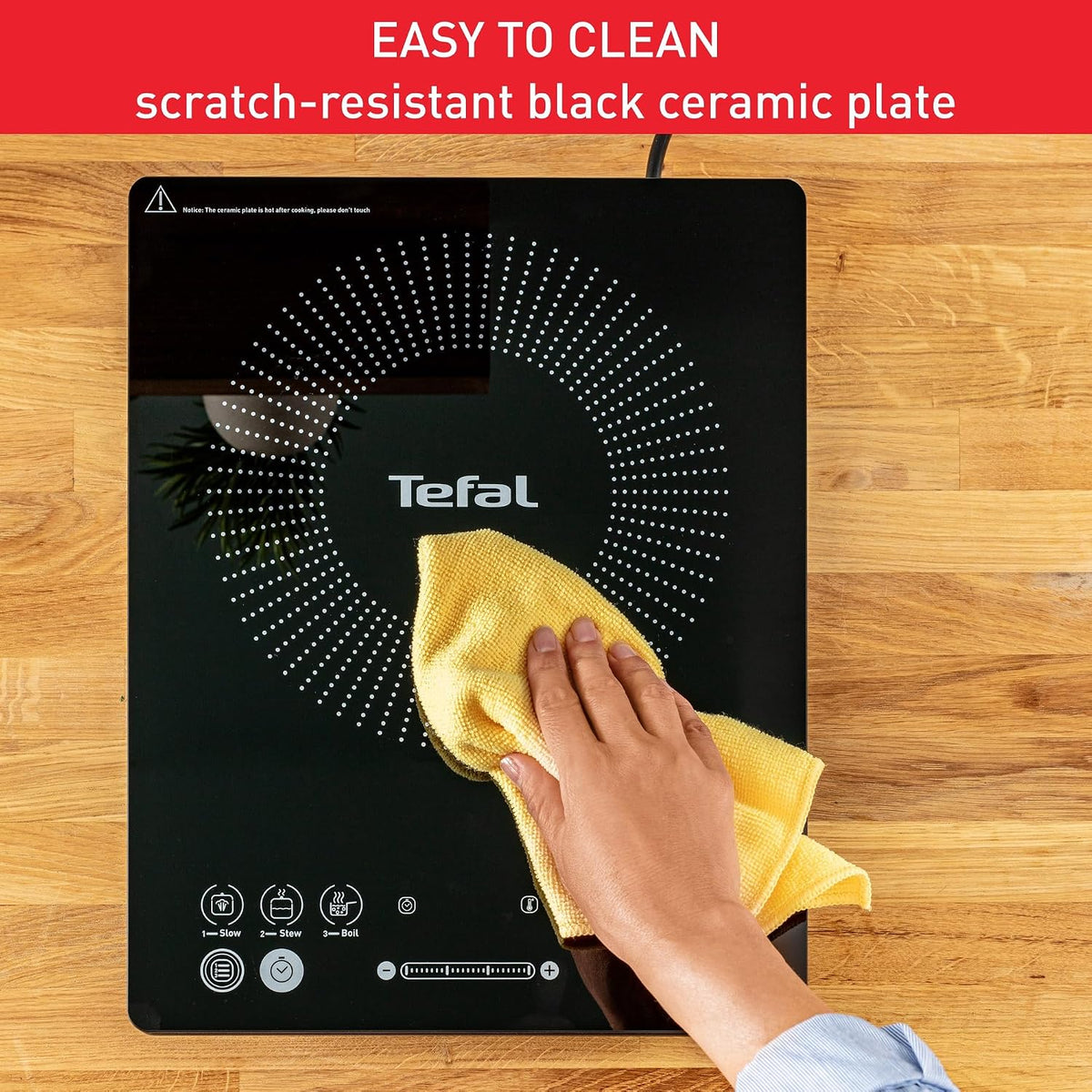 Tefal Slim Portable Induction Hob, 2100W, 6 Functions, Compact, Black