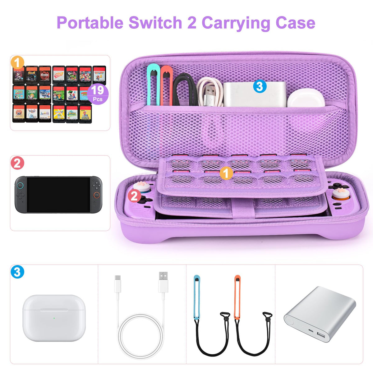 Younik Switch Accessories Bundle, 17 in 1 Switch Accessories Kit for Girls Include Switch Carrying Case with 9 Game Card Slots, Adjustable Stand, Protective Case for Switch Console & J-Con (Blue)