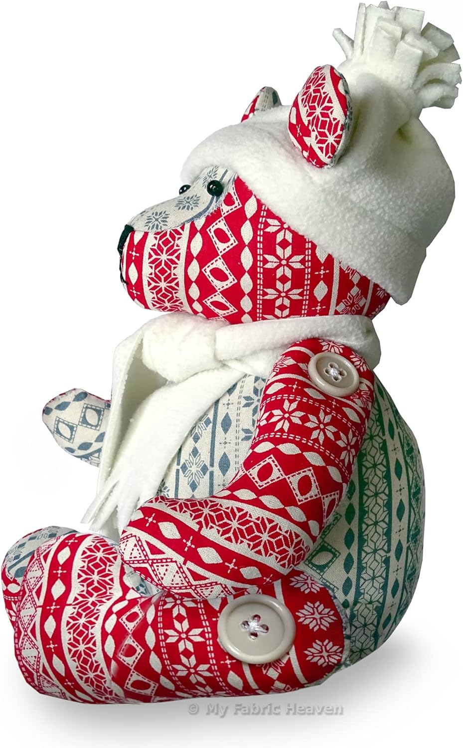 My Fabric Heaven Memory Bear 13 inch Sewing Pattern, Jingle Bear Christmas Keepsake Teddy Stuffed Soft Toy & Photo-Tutorial Booklet. Free Post