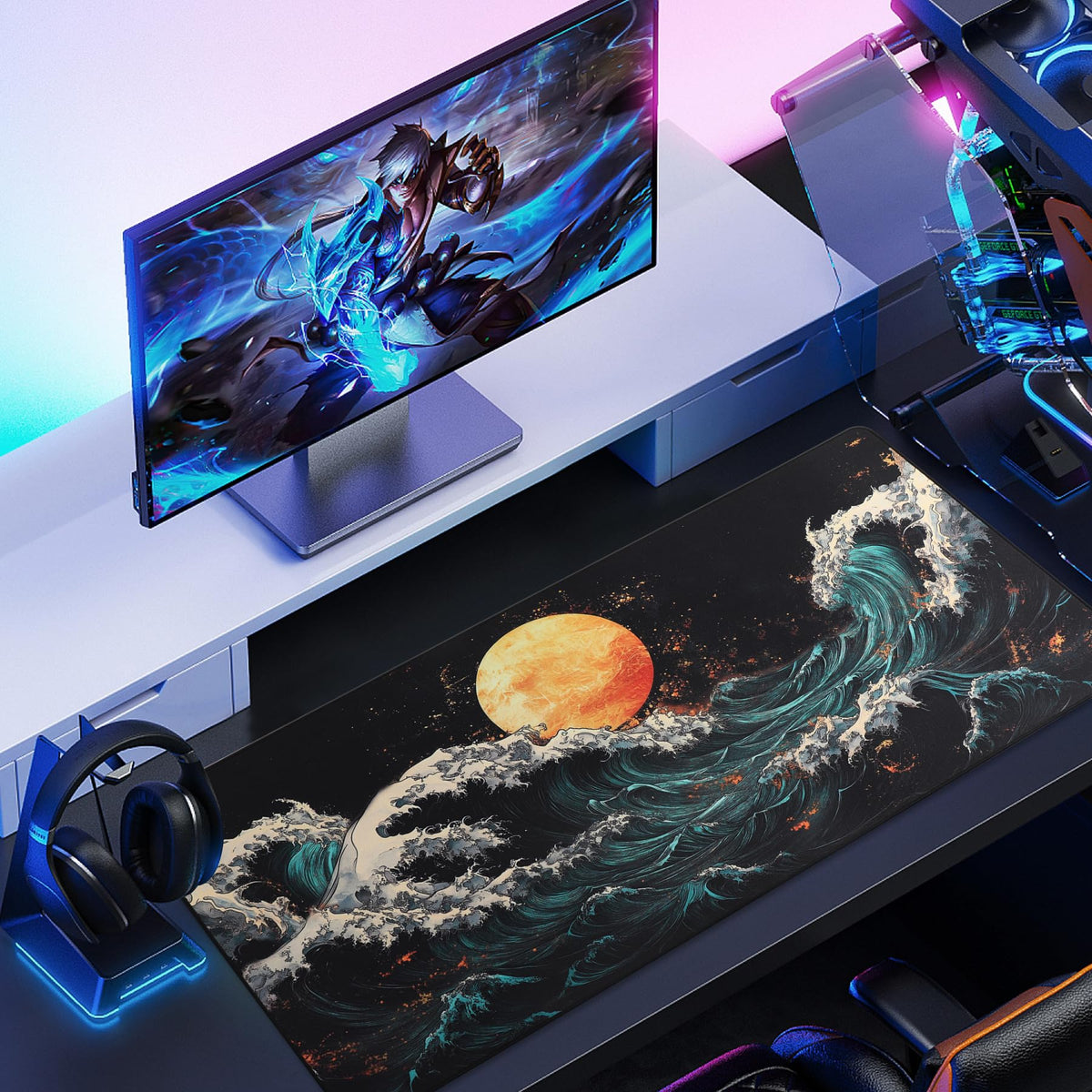 Gaming Mouse Mat/Large Mouse Pad 900 x 400 x 3mm / XXL mouse pad/large size | improved precision and speed | rubber base for stable grip on smooth surfaces | non-slip (90x40 Black)