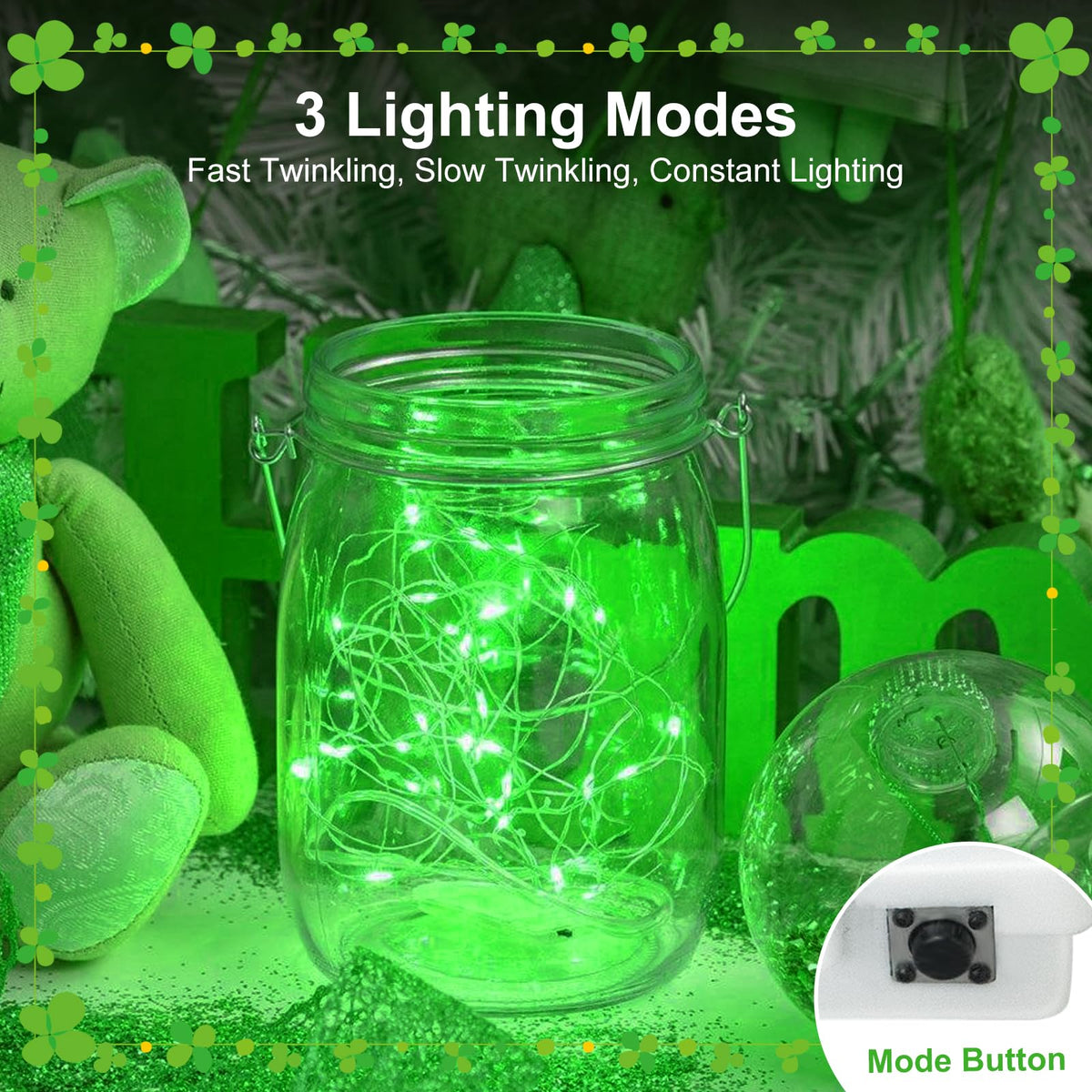btfarm 12 Pack 3 Modes Fairy Lights Battery Operated, 2M 20LED String Light