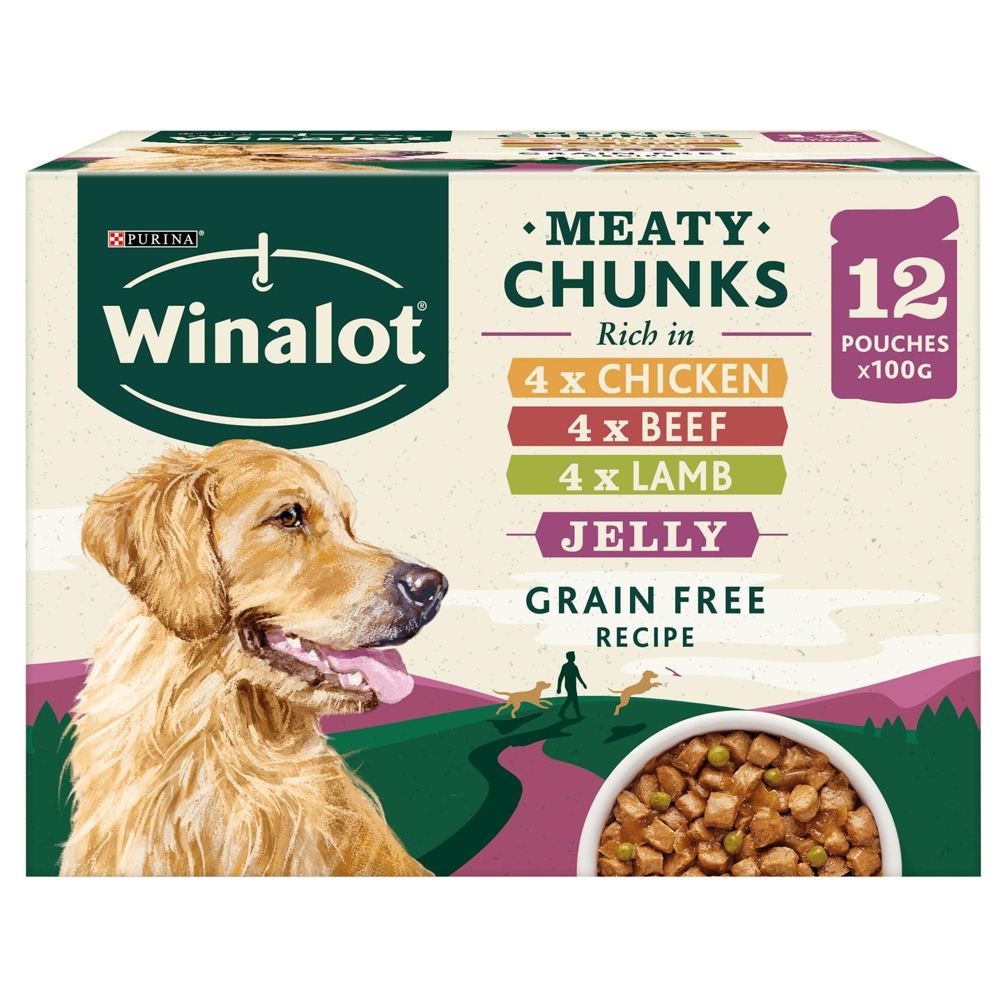 WINALOT Sunday Dinner Mixed in Gravy Wet Dog Food Pouches 40x100g