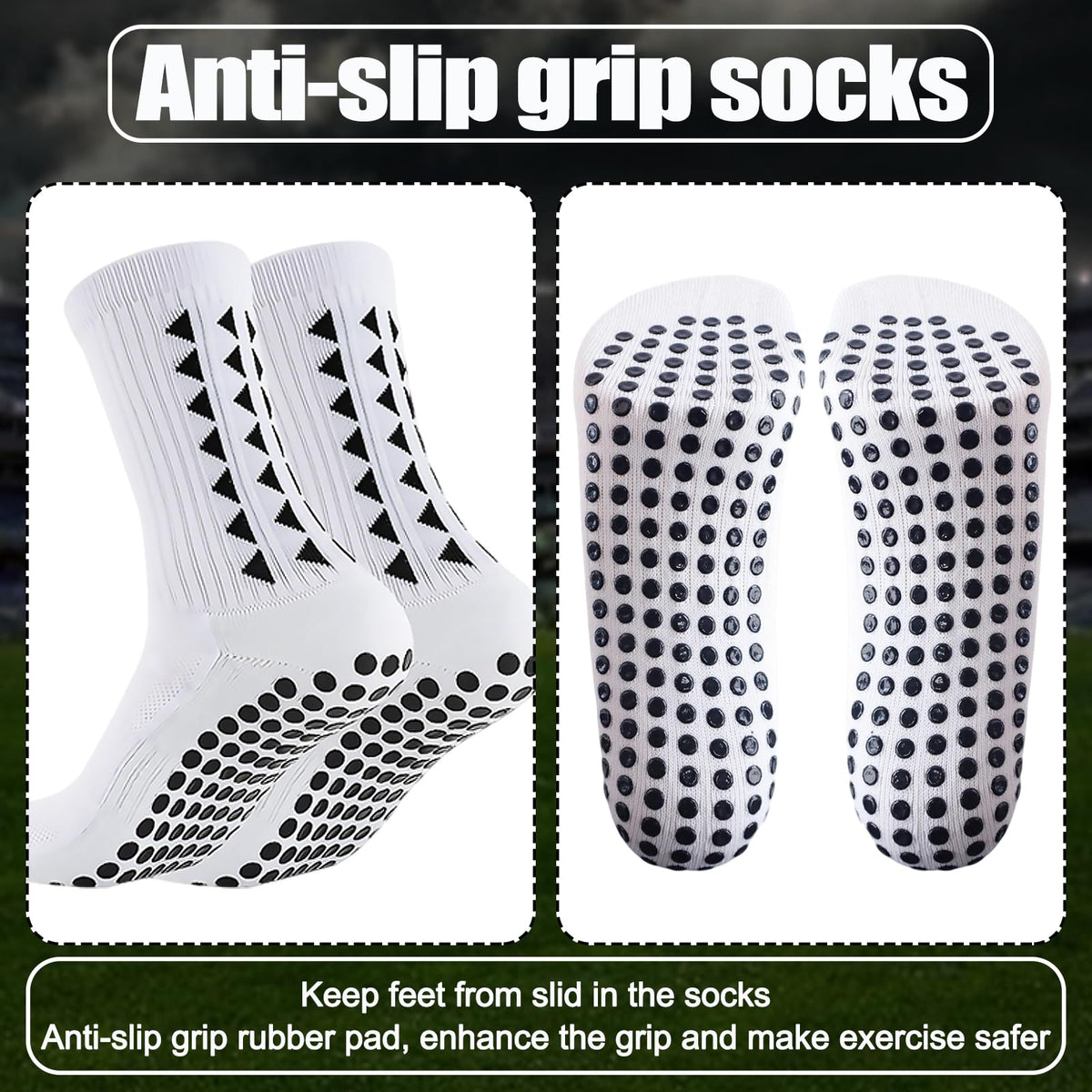 3 Pairs Non Slip Football Socks, Football Grip Socks for Men, Soccer Socks with Rubber Dots for Yoga Running Hiking