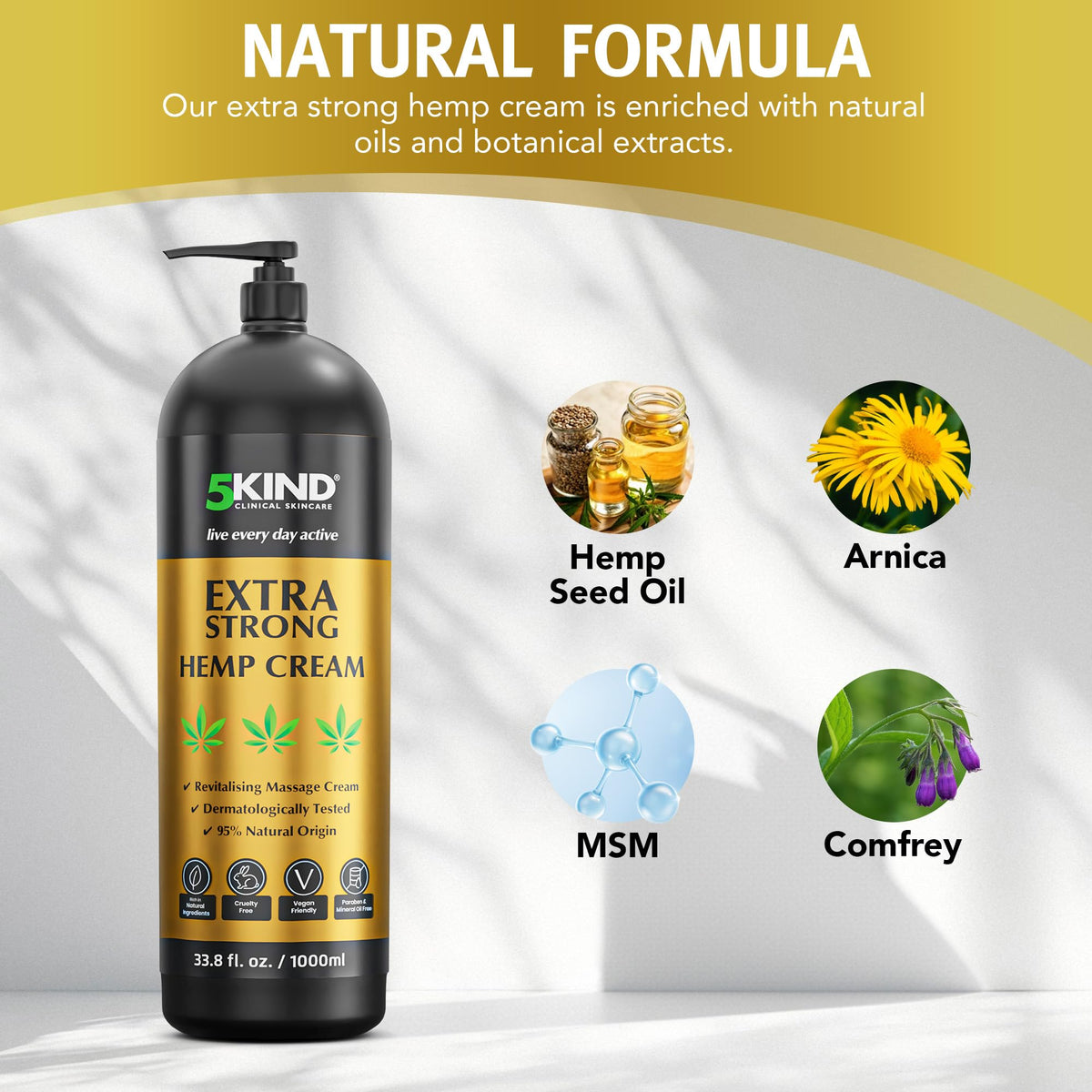 5Kind Extra Strong Hemp Cream 100ml - Hemp and Arnica Cream