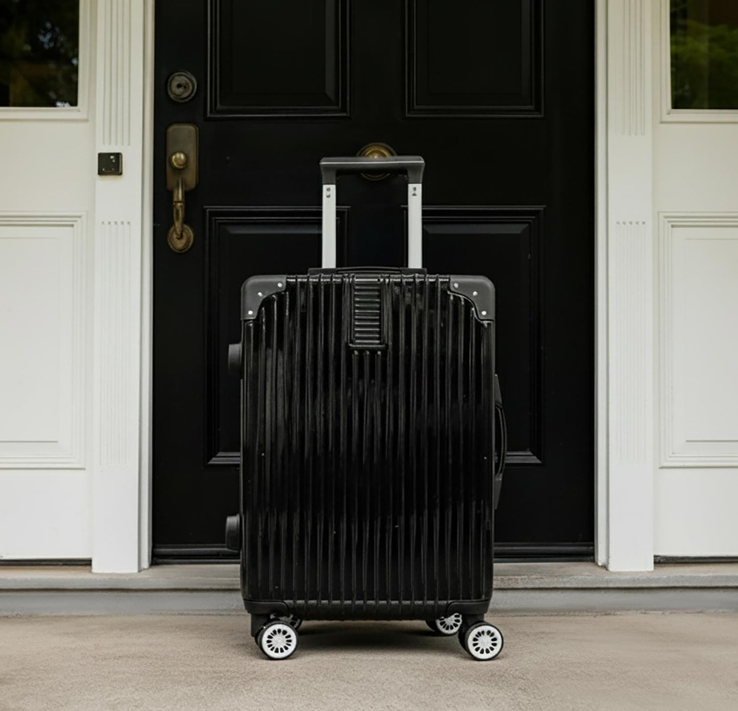 OHS Metallic Effect Suitcase Set 3-Piece Hard Shell Luggage 4 Wheel ABS