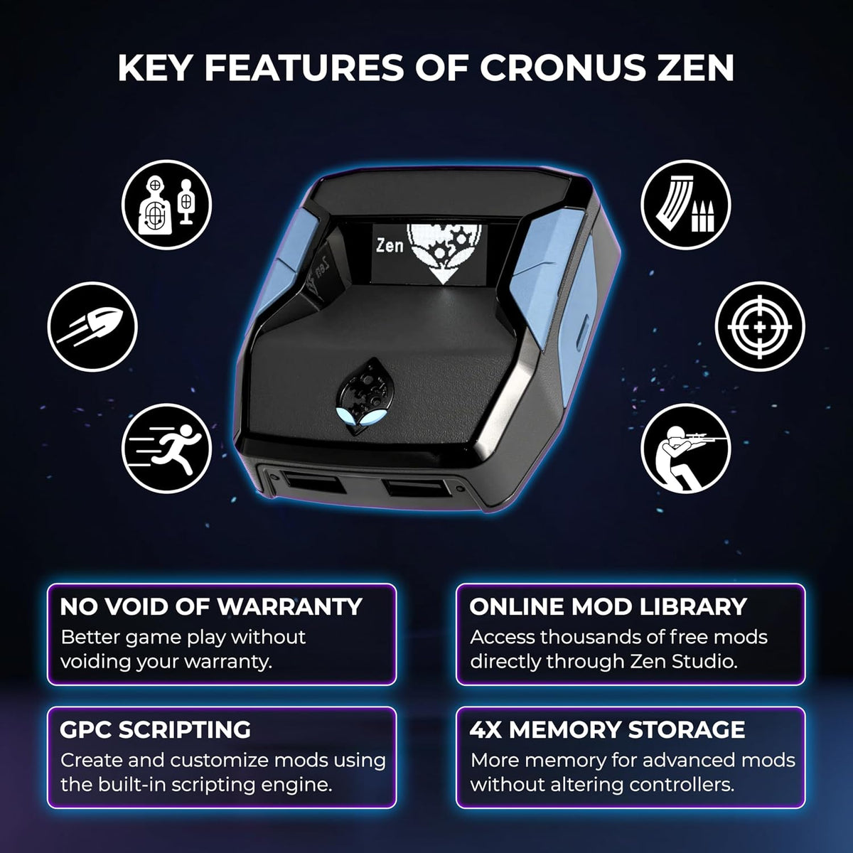 Collective Minds ‘Cronus Zen’ Controller Adapter for PS4, PS5, Xbox One, Xbox Series X|S, Switch & PC | Cross-Platform Gaming, Mods, Scripts, Aim Assist & Recoil Control with Keyboard/Mouse Support