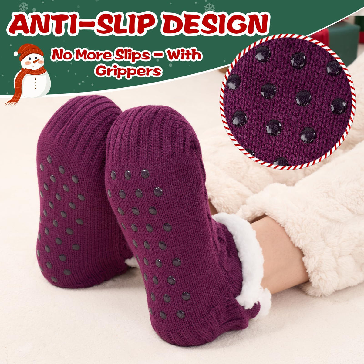 Niorasen Fluffy Slipper Socks Women Men, Winter Gift for Her, UK 4-9