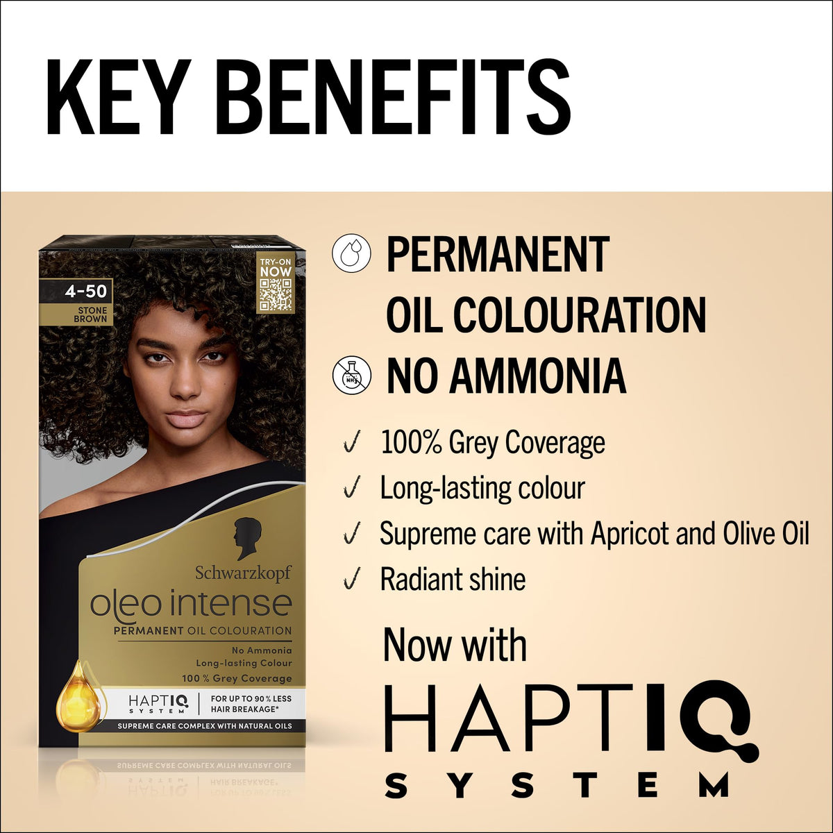 Schwarzkopf Oleo Intense Permanent Hair Colour 4-60 Gold Brown | Ammonia Free Oil Hair Dye | 100% Grey Coverage | Long-Lasting Rich Colour | With HaptIQ System & Caring Oil Mask (Pack of 2)