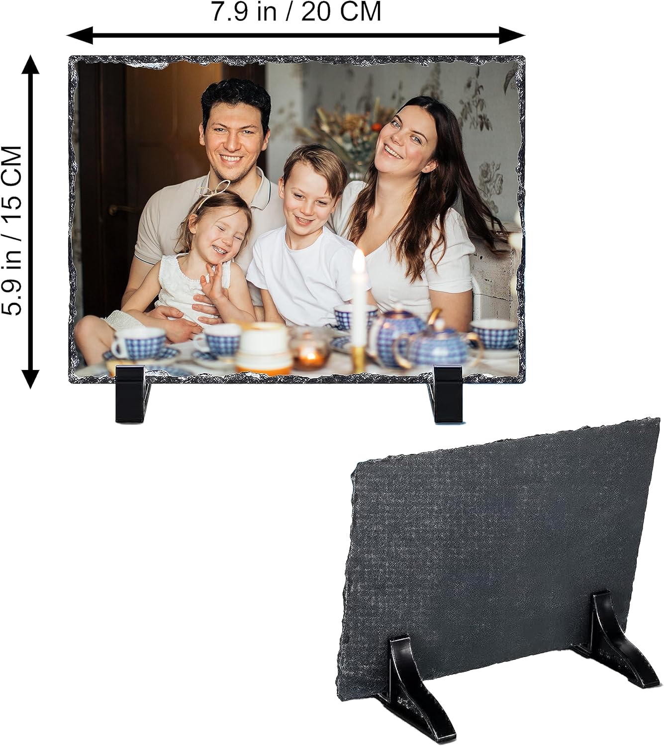 PB TECH Personalised Rock Slate Photo 15 x 20cm Rectangle Shape Printed Rock Slate Picture for Her Him Custom Gifts for Birthday Anniversary Christmas Wedding Valentines Day Mothers Day.
