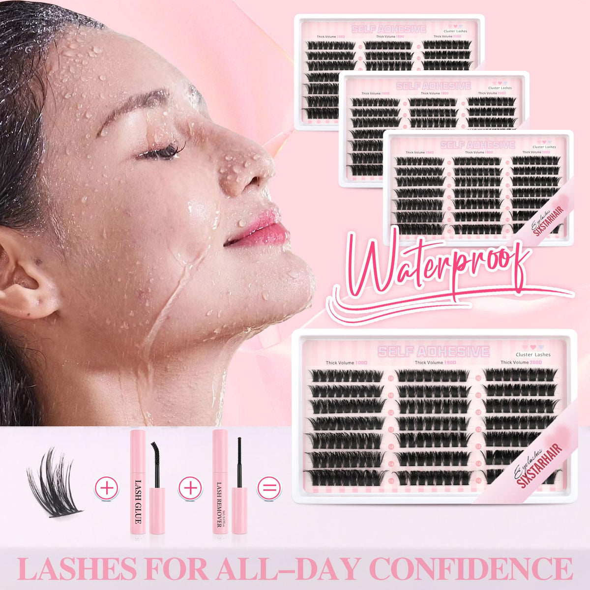 Sixstarhair Individual Eyelashes Kit Lash Clusters with Glue and Remover
