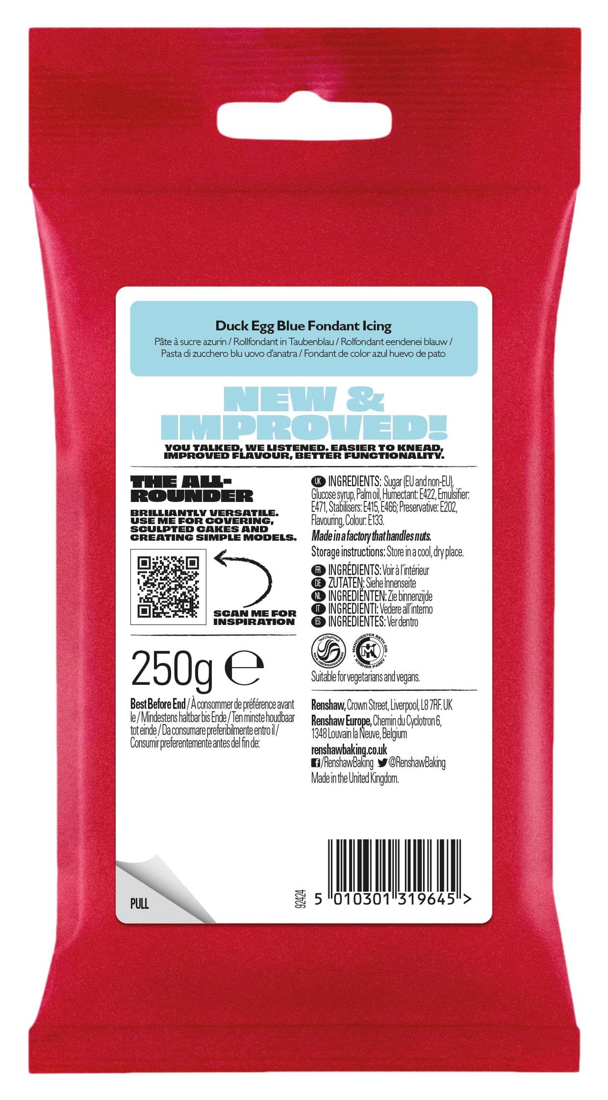 Renshaw White Ready to Roll Fondant Icing, 500 g (Pack of 1)