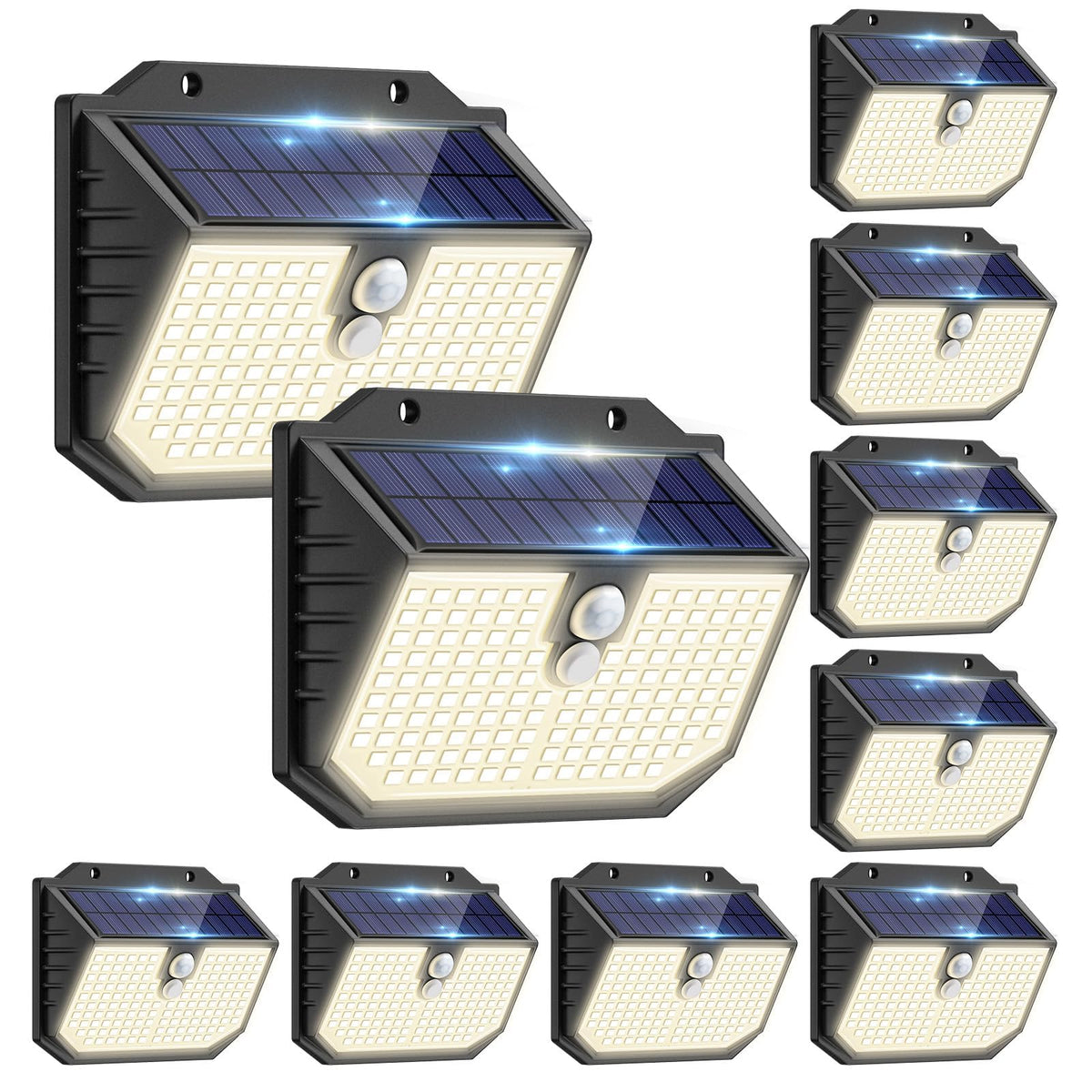 nipify Solar Lights,Upgraded 3000K Warm Solar Garden Lights,3 Modes Motion Sensor and IP65 Waterproof Solar Lights Outdoor Garden for Outside Shed Driveway Backyard Garage Walkway Wall Fences