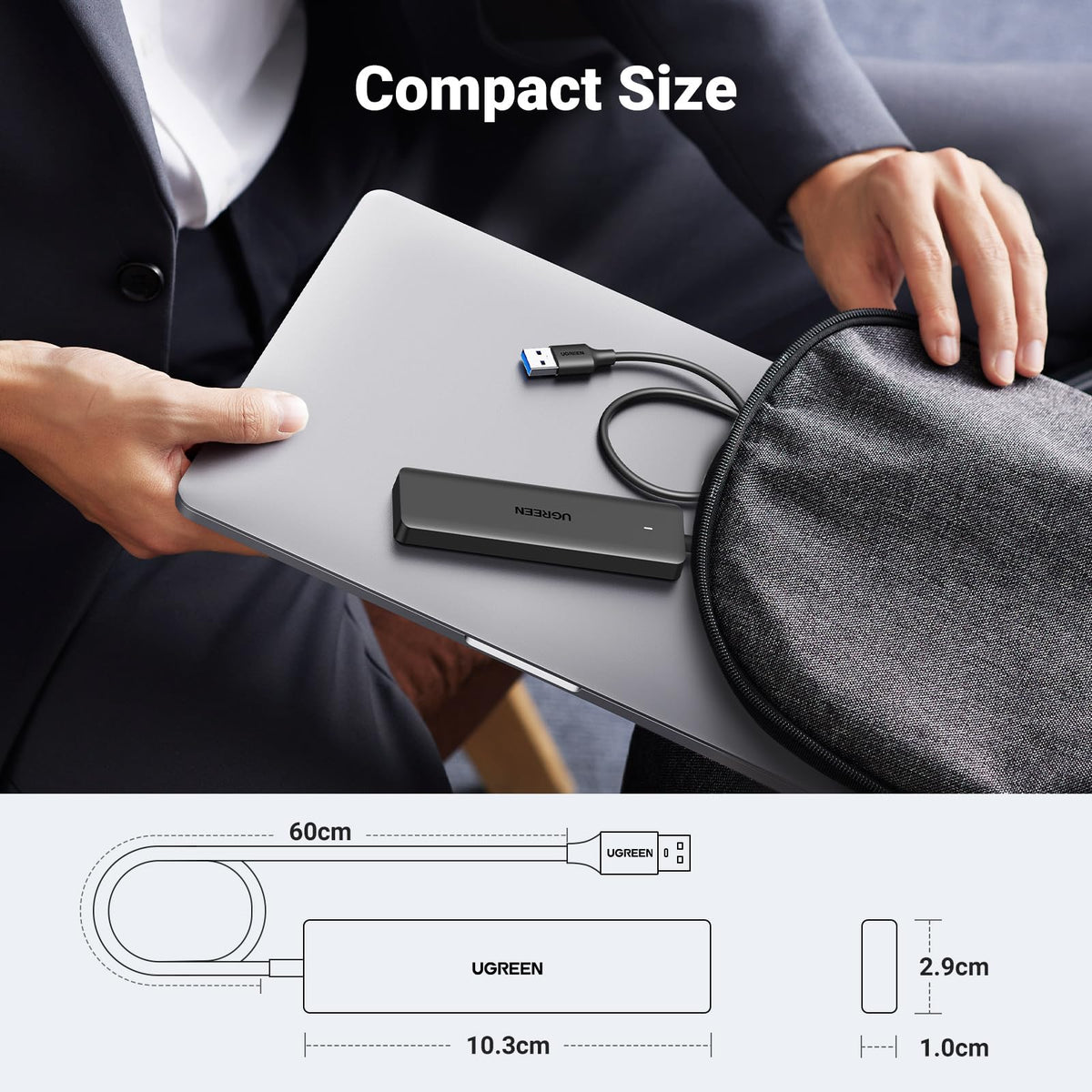 UGREEN USB Hub 3.0, USB Splitter 4 Port Ultra Slim with 5Gbps Data Transfer