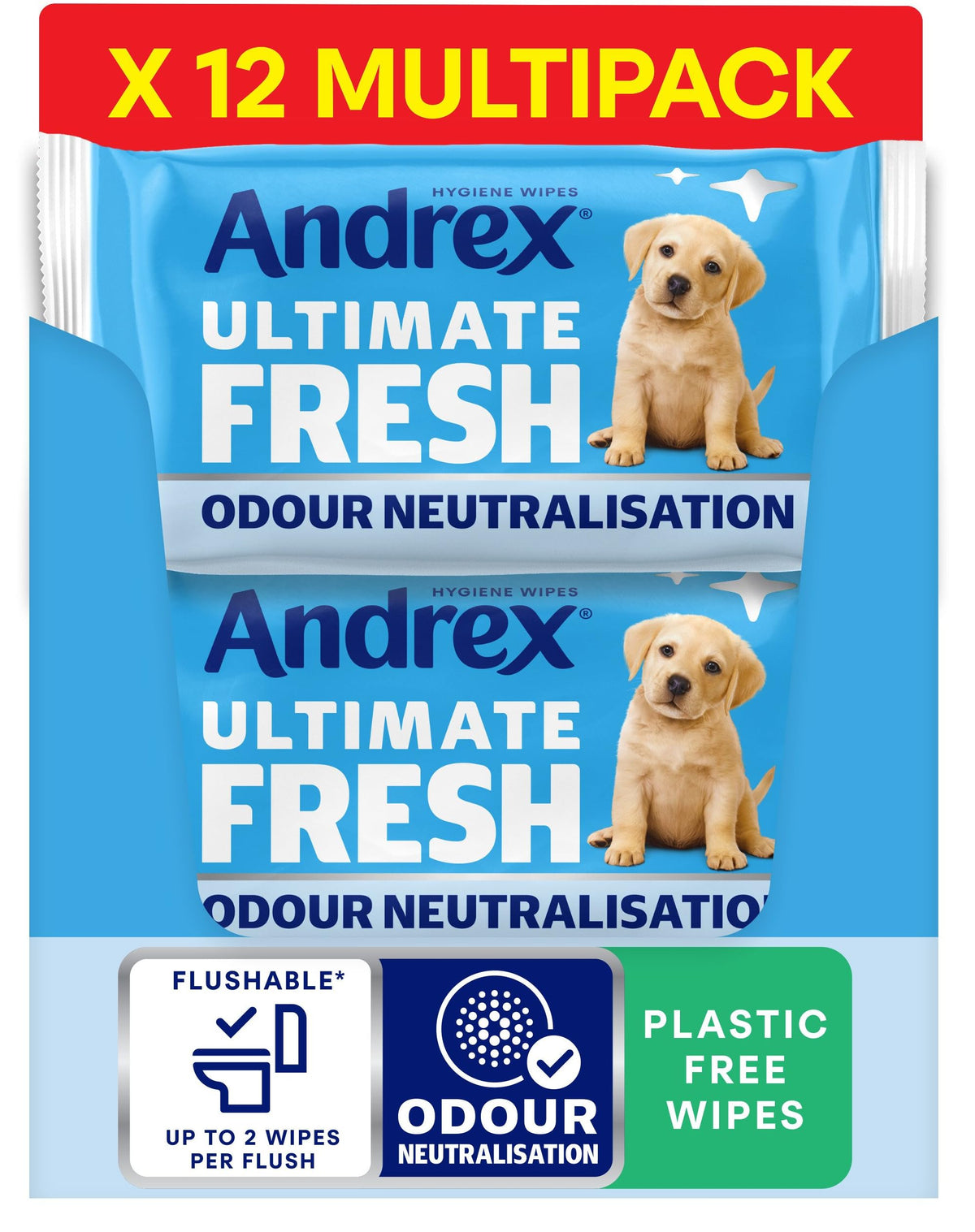 Andrex Ultimate Fresh Washlets, 4-Pack - Gentle, Biodegradable, Flushable Toilet Wipes for Everyday Hygiene