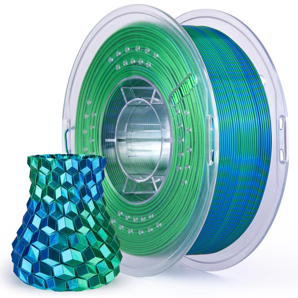ELEGOO Silk PLA Filament 1.75mm Blue Purple 1KG, Shiny Dual Colours 3D Filament Dimensional Accuracy +/- 0.05mm, 1kg Spool(2.2lbs) Fits for Most FDM 3D Printers