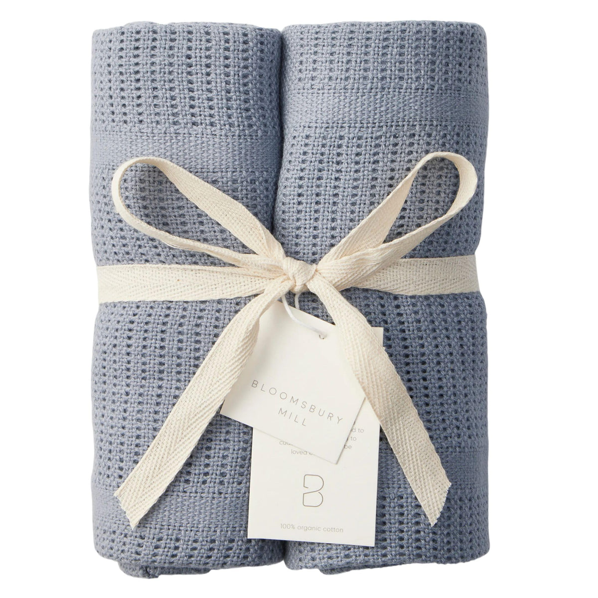 Bloomsbury Mill - Cellular Blankets Baby - 100% Organic Cotton - 2 Pack - Cloud - White - Newborn Essentials - Soft Breathable Baby Blankets for Pram, Cot, Moses Basket - 75x95cm