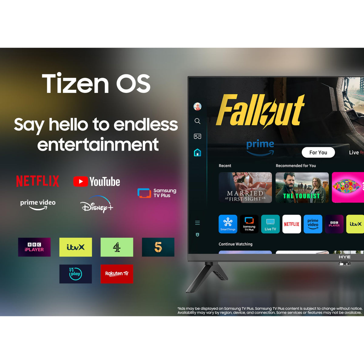 HYE 50" LED Smart TV - 4K Ultra HD, Samsung Tizen OS & Gaming Hub, Black