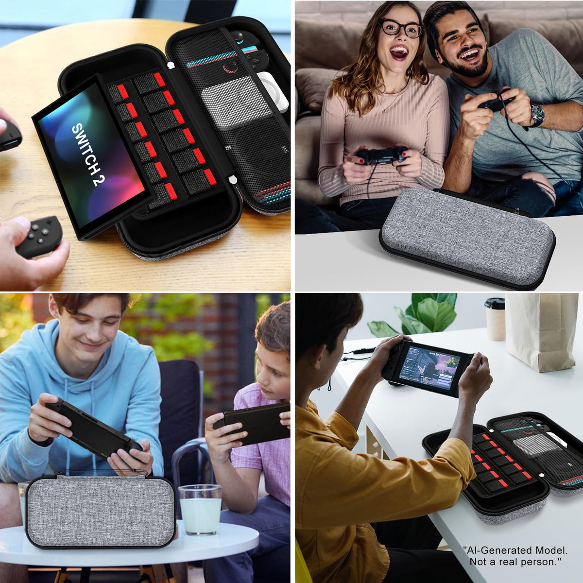 ivoler Carry Case for Nintendo Switch 2 (2025 Model) – Protective Portable Hard Shell Pouch Carrying Travel Game Bag for Nintendo Switch 2 Accessories Holds 12 Game Cartridge– Black