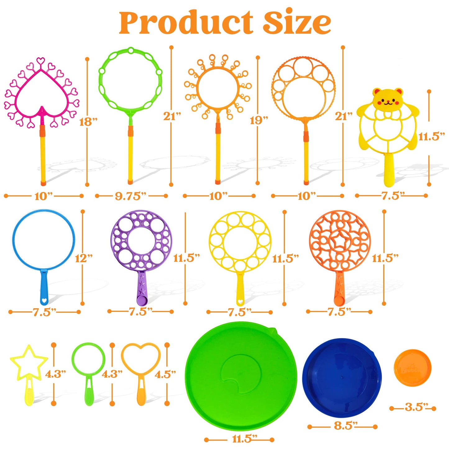 JOYIN Big Bubble Wands Set Bulk for Kids Summer Outdoor Toy Game Activity Party Favors, 18 Pcs Giant Bubble Maker with Tray, 12" Large, 6 Pcs Solution Suitable for All Age People