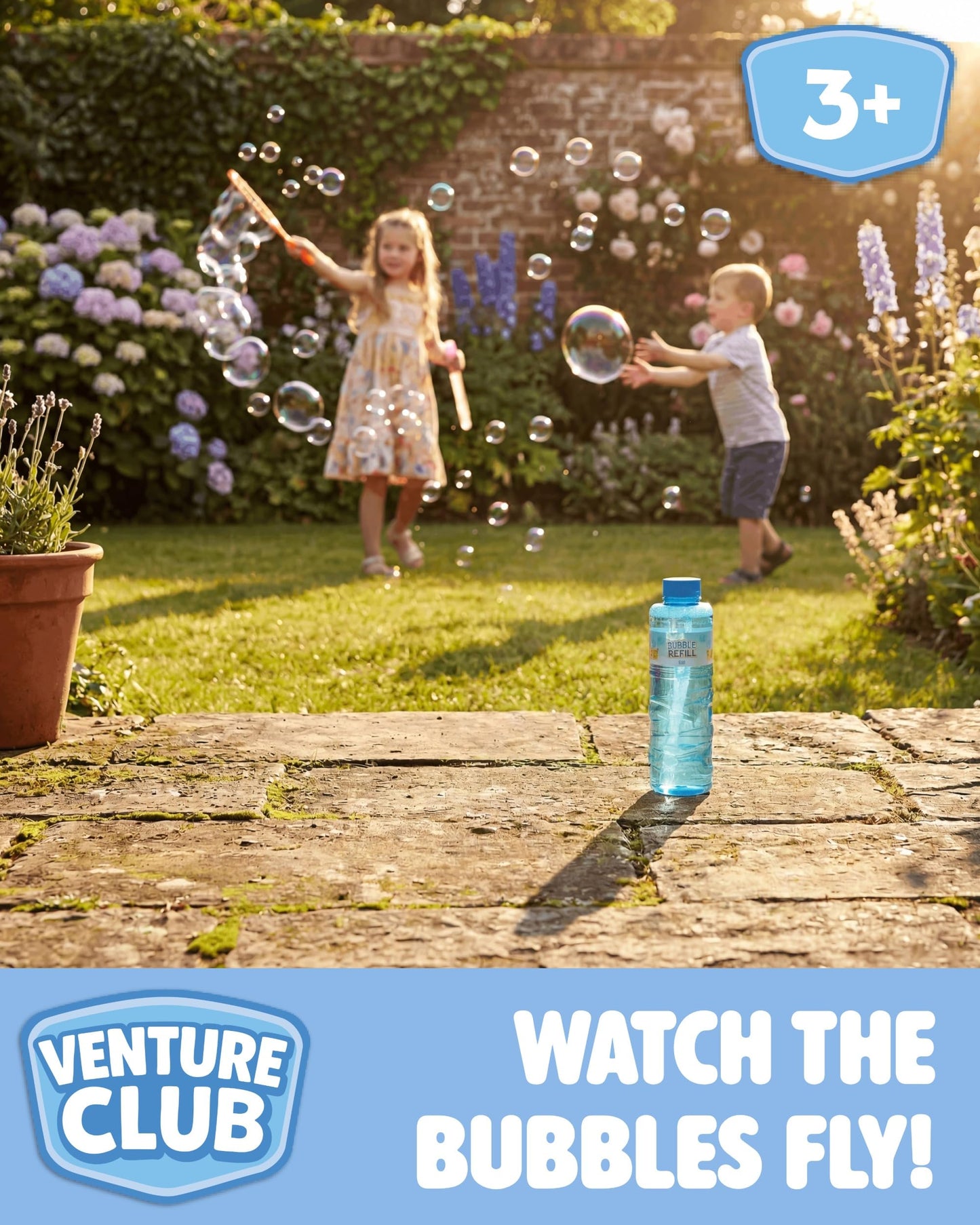 Venture Club Bubble Machine Lantern - Automatic Bubble Maker - Bubbles for Kids & Toddlers, Garden Toys & Games for Outdoor Play, Party & Active Fun - Free Standing, Easy Setup, Children Aged 3+