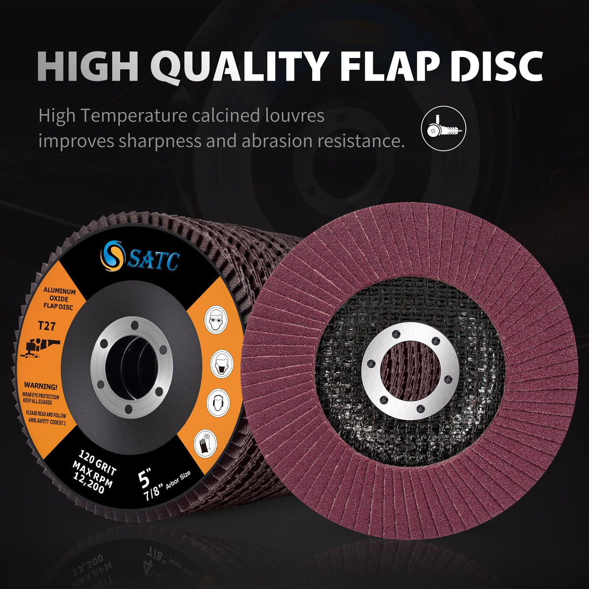 SATC Flap Discs 115mm 10 Pack Grinding Discs 120 Grit for Angle Grinder to Sanding Grinding Metal Wood