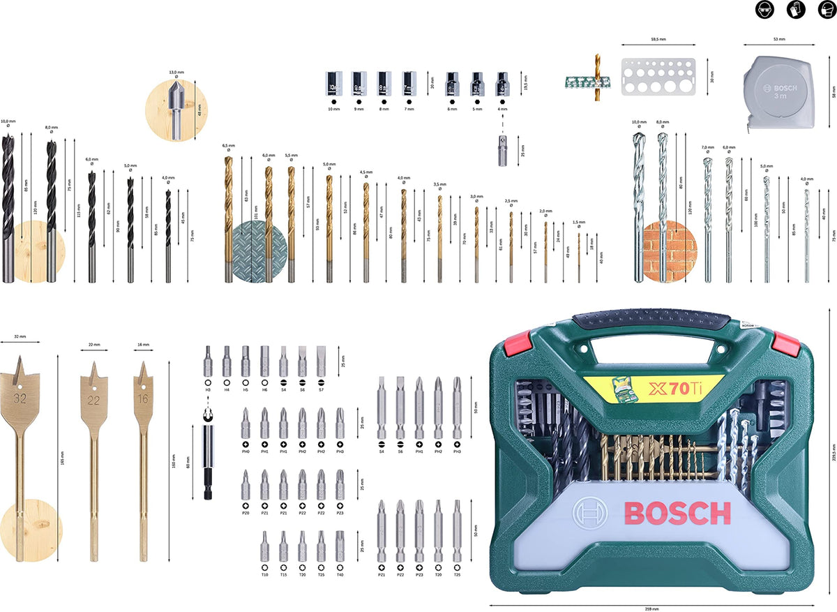 Bosch 34pc. X-Line Drill and Screwdriver Bit Set (for Wood, Masonary and Metal, Accessories Drill and Screwdriver)