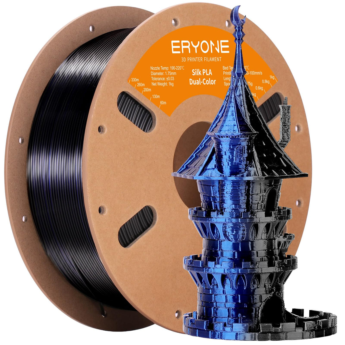 ERYONE Silk PLA Filament 1.75mm,3D Printer Filament PLA,Shiny Glossy PLA Filament,+/-0.03mm,1kg(2.2lbs)/Spool,Silk Liquid Gold