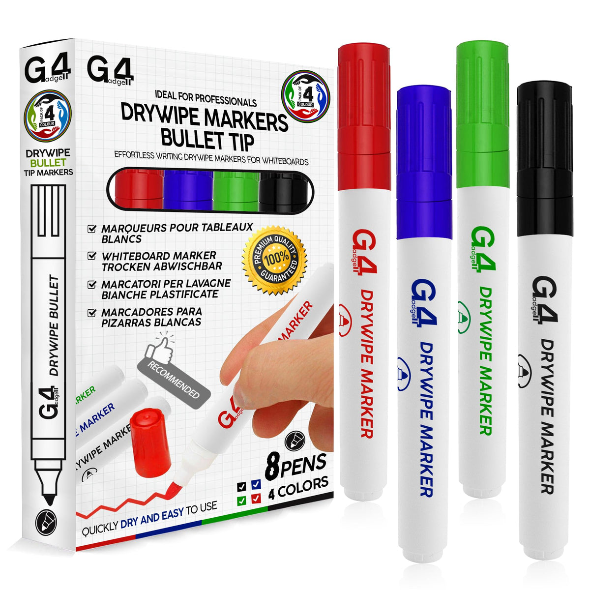 G4GADGET Nice Style Pack of 10 Non-Toxic Ink Black Colour Whiteboard Dry Wipe Marker Pens Bullet Tip