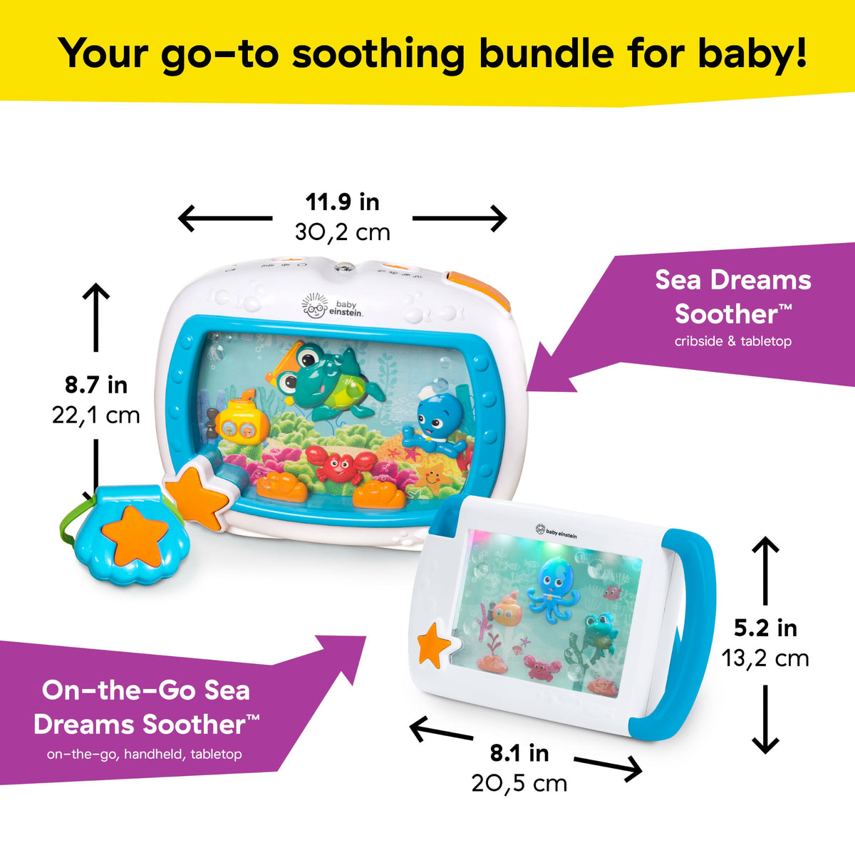Baby Einstein Sea Dreams Soother, Crib Toy with Remote, Baby Sleep Aid, Calming Lights & Melodies, Newborn and Up