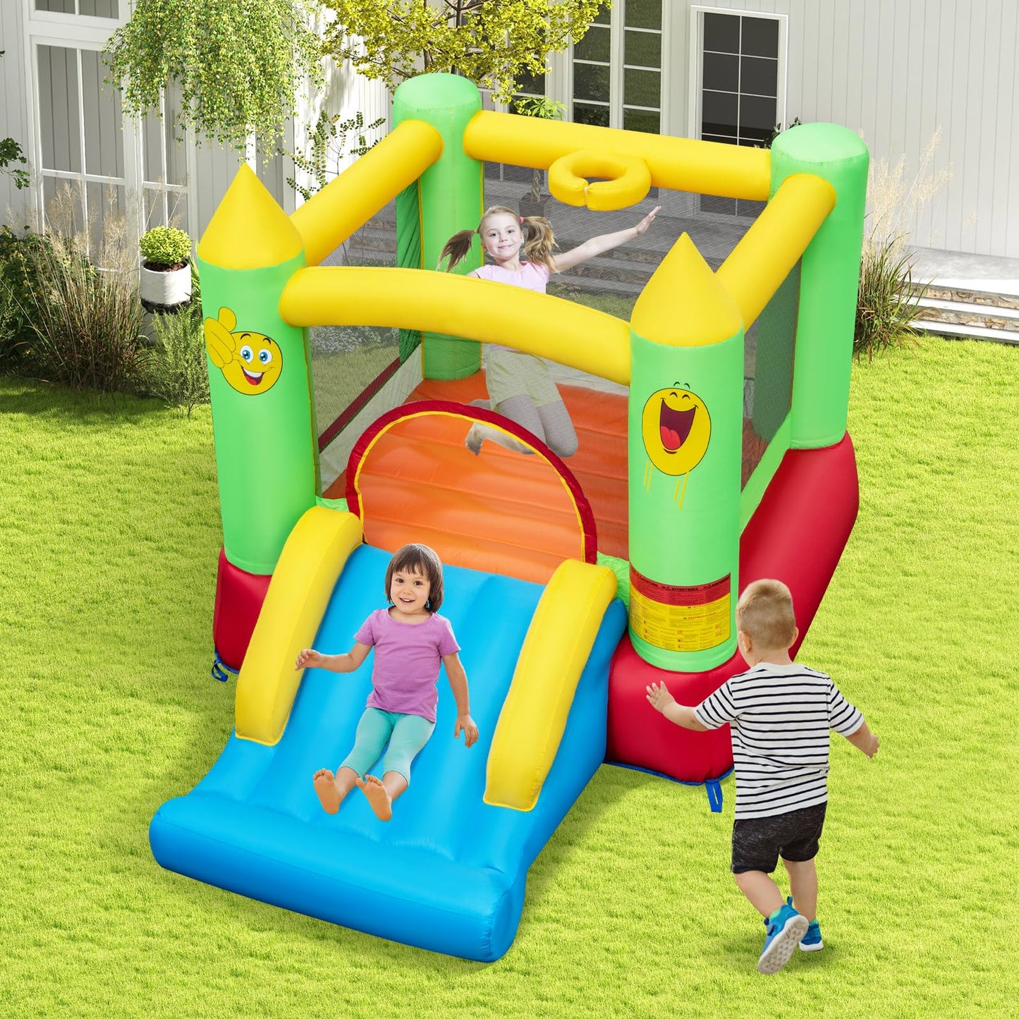 Maxmass Kids Inflatable Bouncy Castle with Slide & Basketball Hoop — 297x203x189cm | Ages 6-14