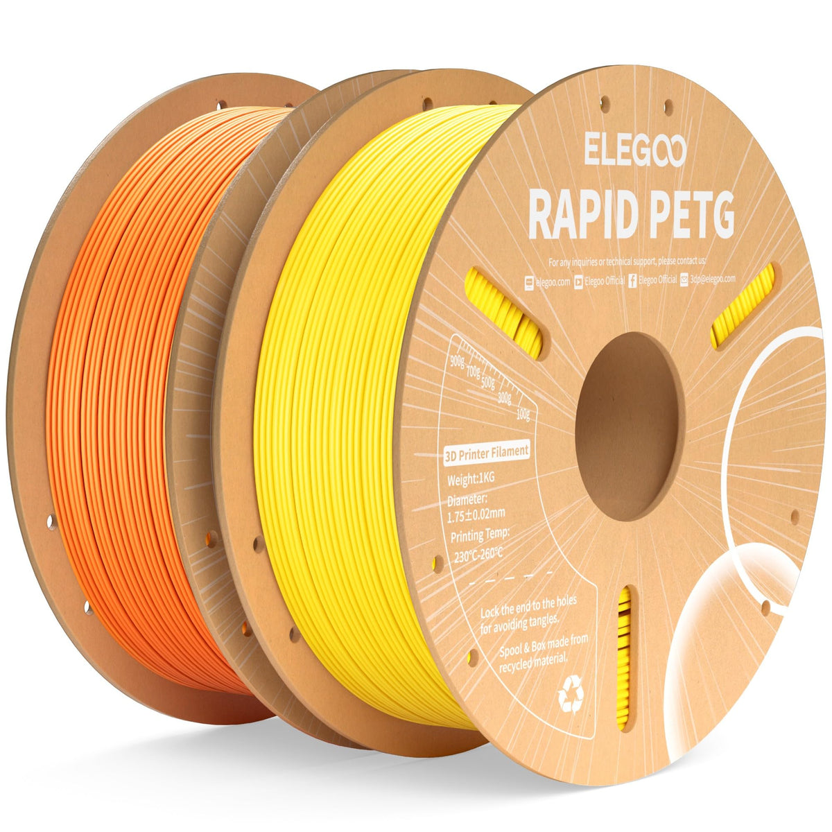 ELEGOO Rapid PETG 3D Printer Filament 1.75mm Black 1KG