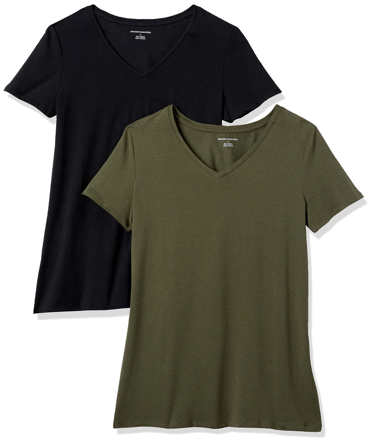 Amazon Essentials Women's Regular-Fit Short-Sleeve V-Neck T-Shirt, Multipacks