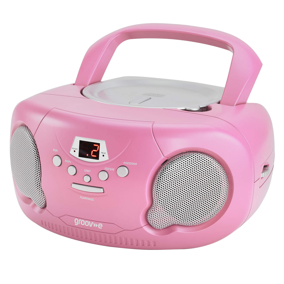 Groov-e Original Boombox - Portable CD Player with Bluetooth, Radio, 3.5mm Aux Port, & Headphone Socket - LED Display, 2 x 1.2W Speakers - Battery or Mains Powered - Black