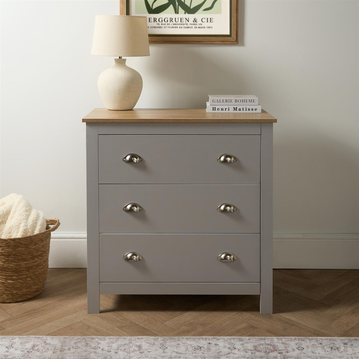 OHS Chicago Bedside Table 2/3 Drawer Hallway Cabinet Nightstand Unit Home Decor