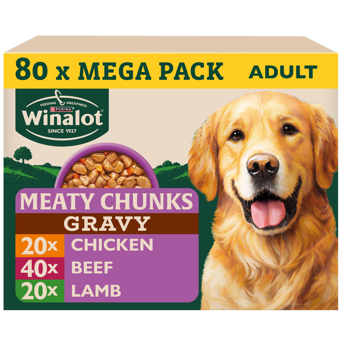 WINALOT Sunday Dinner Mixed in Gravy Wet Dog Food Pouches 40x100g