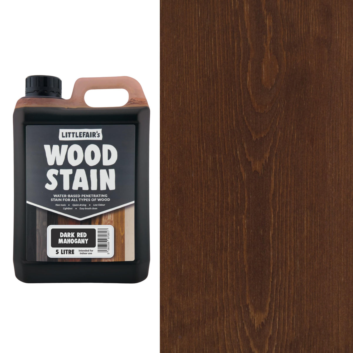 Littlefair's Wood Stain Water-Based - (Very Red Mahogany) – Non-Toxic, Eco-Friendly & Quick Drying - Easy-to-Apply, Concentrated Formula for All Wood Types – 15ml Tester Pot
