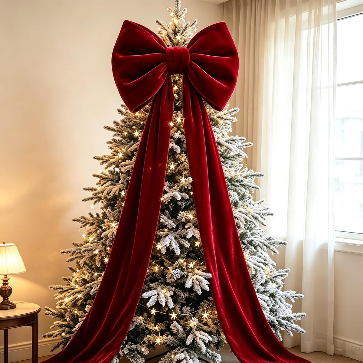 Large Christmas Tree Topper Bow, 200CM Giant Velvet Christmas Tree Bows