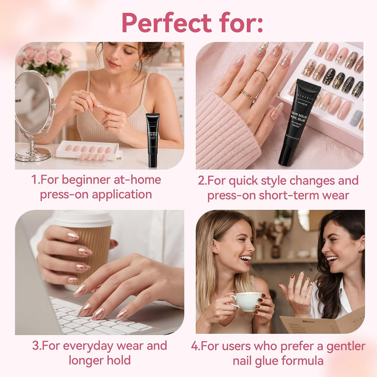Makartt Nail Glue Extra Strong, New Super Semi Solid for Press-On Nails
