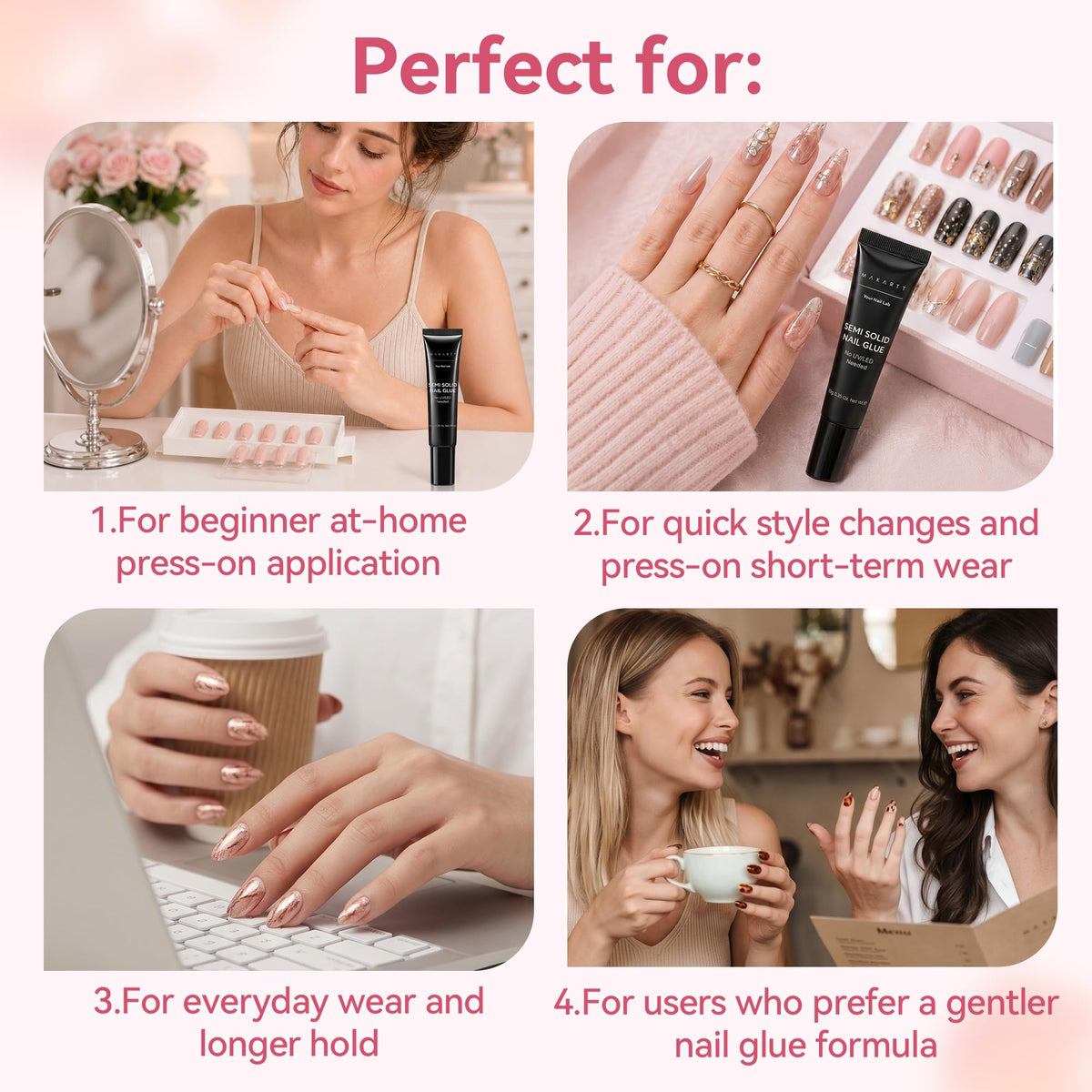 Makartt Nail Glue Extra Strong, New Super Semi Solid for Press-On Nails