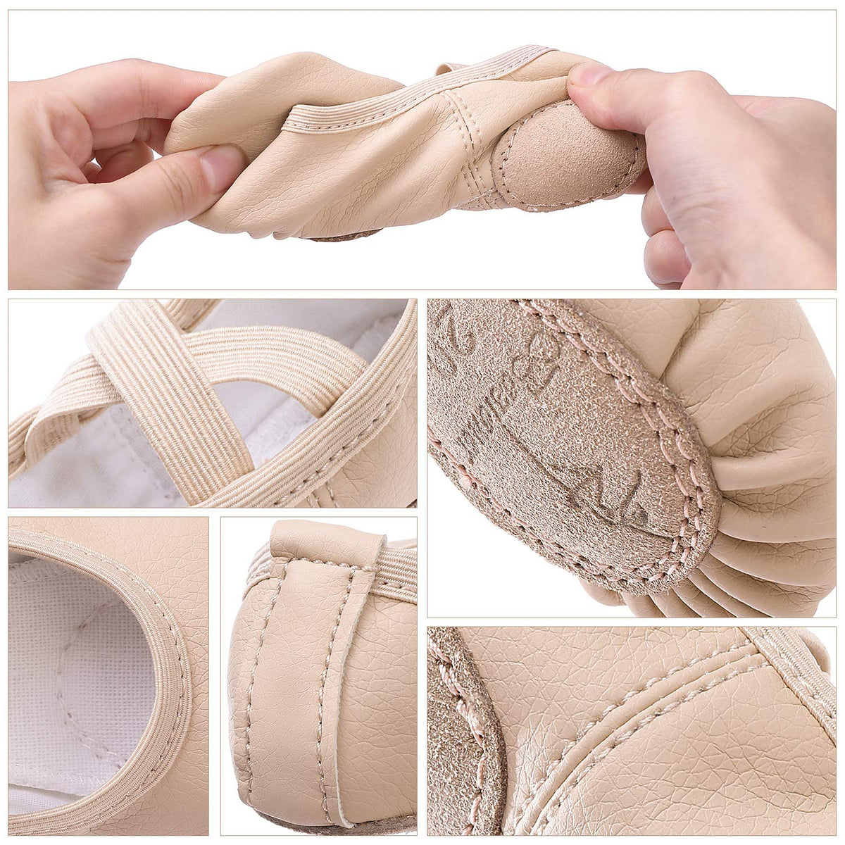 Ballet Shoes Leather Ballet Flats Split Sole Dance Slippers for Girls Toddlers Women