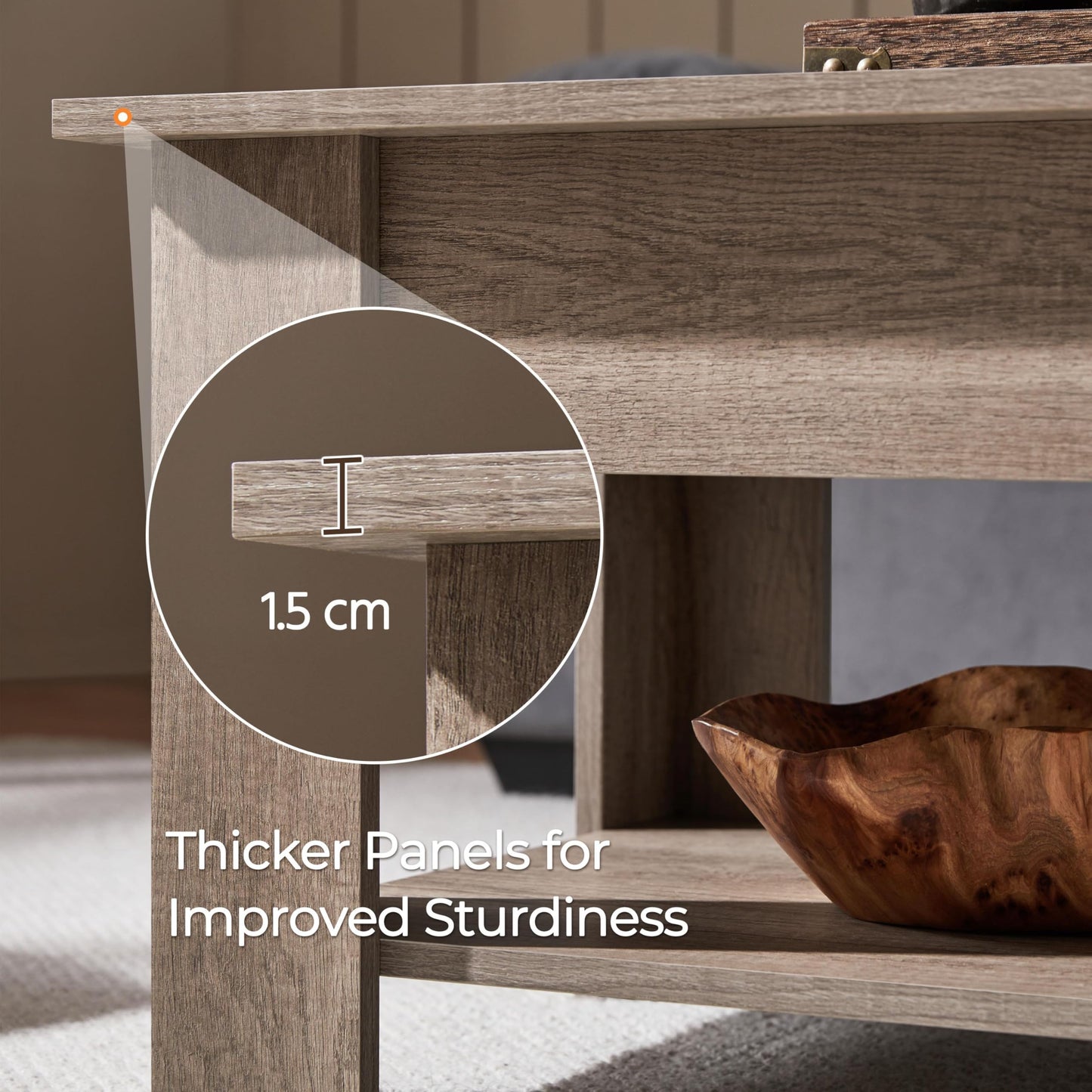 Yaheetech Lift Up Coffee Table, Wooden Lifting Coffee Table with Hidden Storage Drawer and Open Shelf, Space-saving Tea Tables for Living Room/Reception, Espresso