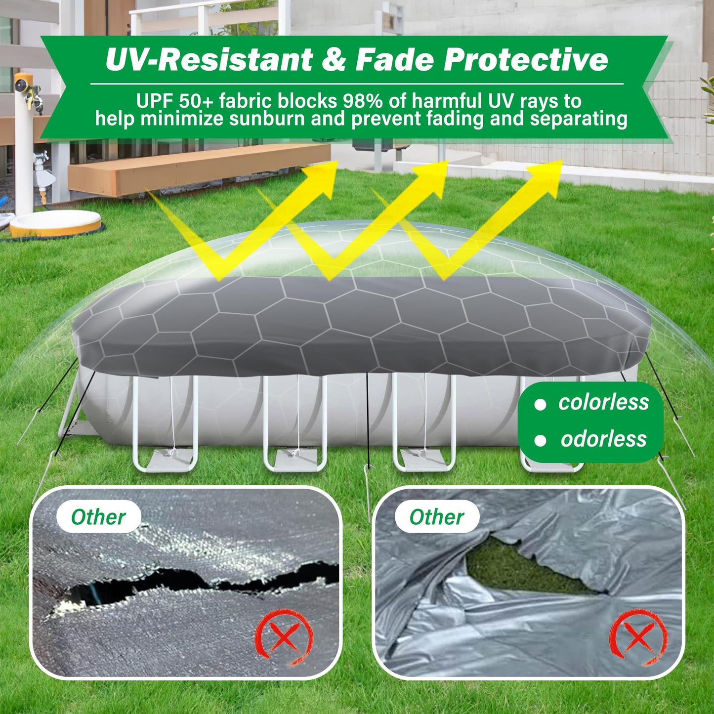 Round Pool Cover for above ground Swimming pools, Heavy Duty Oxford Fabric, Tear Resistant, Ideal for Circle & Round-shaped Pool, Waterproof and Dustproof (12FT, Black)